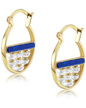 Preeti Sandhu Ruri Lapis & Pearl Mini Hoops - Metallic