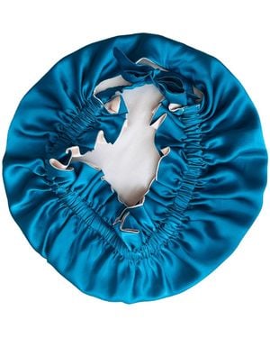 Marche' Du Luxe Pure Mulberry Silk Reversible Double Layered Cap Peacock Peachy - Blue