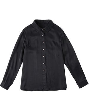 Soft Strokes Silk Pure Silk Pointed Collar Fitted Blouse - Blue