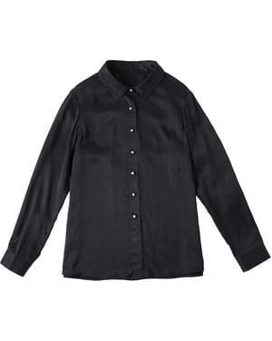 Soft Strokes Silk Pure Silk Pointed Collar Fitted Blouse - Blue
