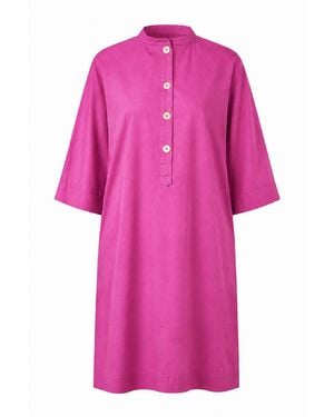 Conquista Button-Placket Tunic Dress - Pink