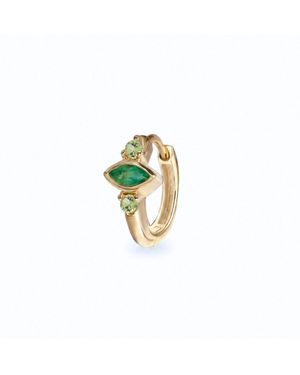 Zohreh Emerald & Peridot Huggie Hoop Earring 9K - White