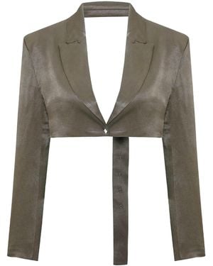 Pcfg Neutrals Linen Blend Crop Shiny Woven Jacket - Green