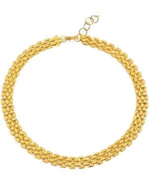 Nazzar Link Chain Choker Wide Necklace - Metallic