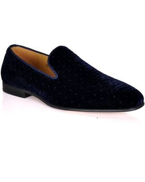 DAVID WEJ Alberto Velvet Pattern Loafers - Blue