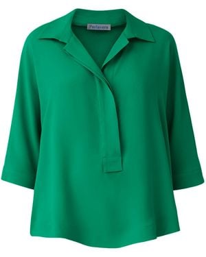 Perlavera Pino Hidden Placket Three Quarter Sleeve Shirt - Blue