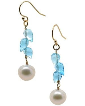 Lori Kaplan Design Sky Topaz With Pearl Earrings - Blue