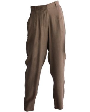 By Noa Rawitz Neutrals High Waisted Cupro Tailored Pants With Pockets - Brown