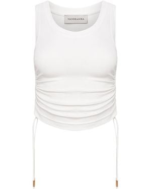 Mandragora Adjustable Strap Ecru Crop Top Made Of Viscose – Ivy - White