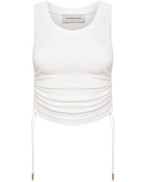 Mandragora Adjustable Strap Ecru Crop Top Made Of Viscose – Ivy - White