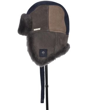 Owen Barry Sheepskin Trapper Cromita Patchwork - Black