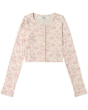 Cloud Haven Sweet Toile-Print Cardigan - Pink