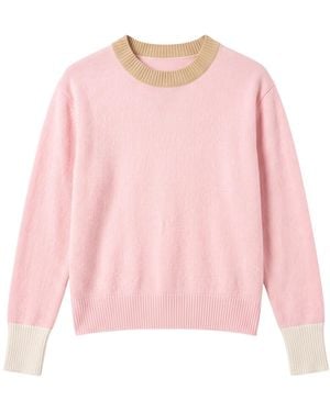 Brodie Cashmere Summer Colourblock Cashmere Crew - Pink