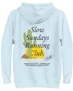 Anchor and Crew Sky Cactus Slow Sundays Running Club Cotton Blend Hoodie - Blue
