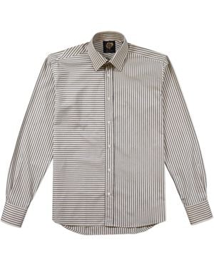 Gresham Blake Neutrals Cream & Stripe Split Yoke Shirt - Gray