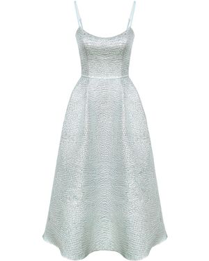 POST MERIDIEM Platinum Jacquard Fitted Corset Bustier Dress - Blue