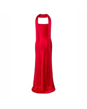 Lita Couture Floor-Lenght Satin Dress - Red