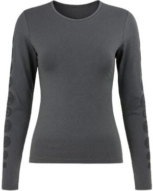 Conquista Long Sleeve Stretch Jersey Top With Print Detail - Black