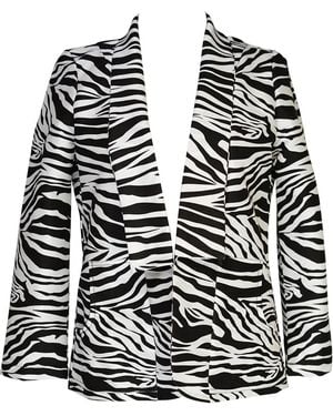 Jennafer Grace Zebra Shawl Collar Blazer - Black