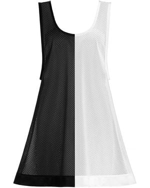 Kim Foley Half & Half Beach Cover-Up Athletic Mesh Dress - Black