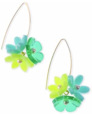 By Chavelli Flowerball Dangly Earrings - Blue