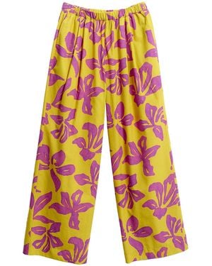 Lost Pattern Tropical Bliss Wide-Leg Trousers - Metallic