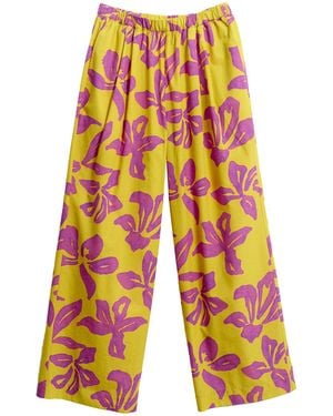 Lost Pattern Tropical Bliss Wide-Leg Trousers - Metallic