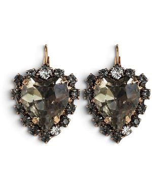 Vstyle Amore Swarovski Smokey Heart Earrings - Brown
