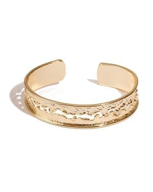 Ebru Jewelry Golden Wave Cuff Adjustable Bracelet - Metallic