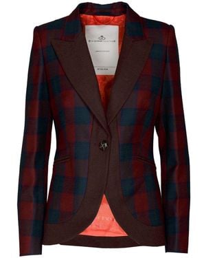 The Extreme Collection Merlot Pattern Wool Blazer Cameron Clan - Black