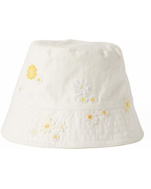 Heidi Stutt Embroidered Cotton Bucket Hat - White