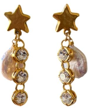 Sccollection Ziggy Star & Pearl Earrings - Metallic