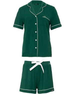 Pretty You London Bamboo Shirt Short Set - Green