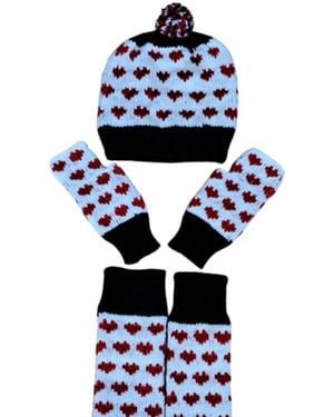 Springmoonatelier Handmade Wool Hat, Gloves, And Socks Set - Blue