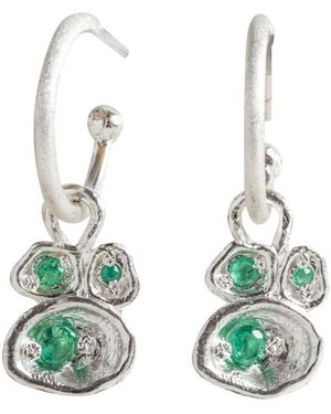 Claire Hill Designs Emerald Lichen Hoop Earrings - Green