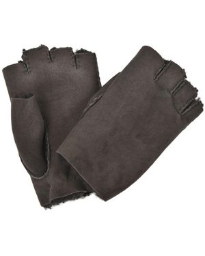 Owen Barry Sheepskin Fingerless Gloves - Brown