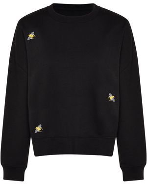 INGMARSON Bee Embroidered Sweatshirt Dropped Shoulder - Black