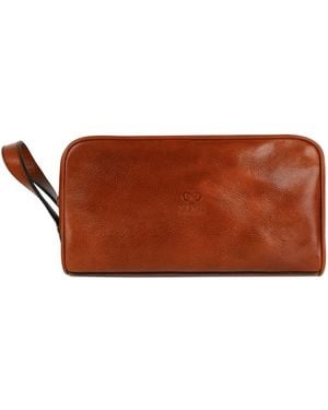 Time Resistance Leather Cosmetic Bag Dopp Kit - Brown