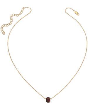Heather Hawkins Jewelry Tiny Faceted Emerald Cut Gemstone Necklace - Metallic