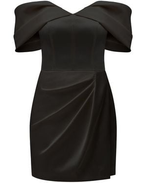 Tia Dorraine Heavenly Kissed Draped Satin Mini Dress - Black