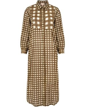 SUNSHINE TIENDA Painted Gingham Hadley Dress - Natural