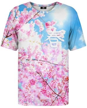 Aloha From Deer Cherry Blossom Printed Fleece Top - Blue