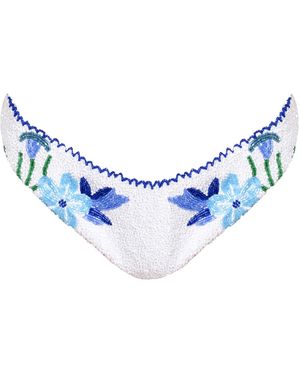 Self-Adore Euro Summer Hand-Beaded Embellished Bikini Bottom - Blue
