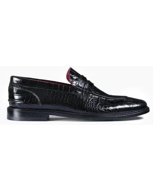 Armos Croc-Embossed Penny Loafer - Black