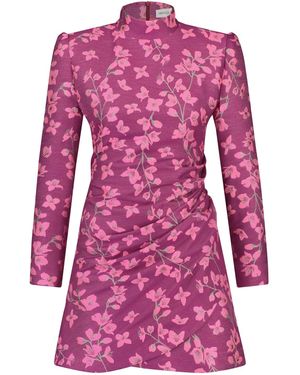 Monique Singh Draped Floral Midi Dress - Pink
