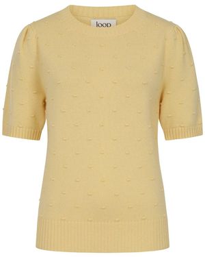 Loop Cashmere Bobble Puff Sleeved Jumper - Yellow