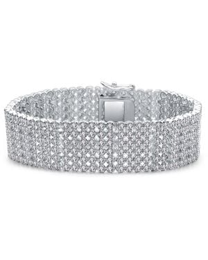 Genevive Jewelry Sterling Cubic Zirconia Wide Six Row Tennis Bracelet - Grey