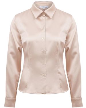 Maan Istanbul Slim Fit Satin Cream Shirt - Pink