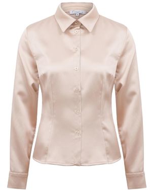 Maan Istanbul Slim Fit Satin Cream Shirt - Pink