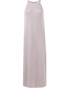 Peraluna Neutrals Lisa Openwork Maxi Halter Beach Dress - Multicolor